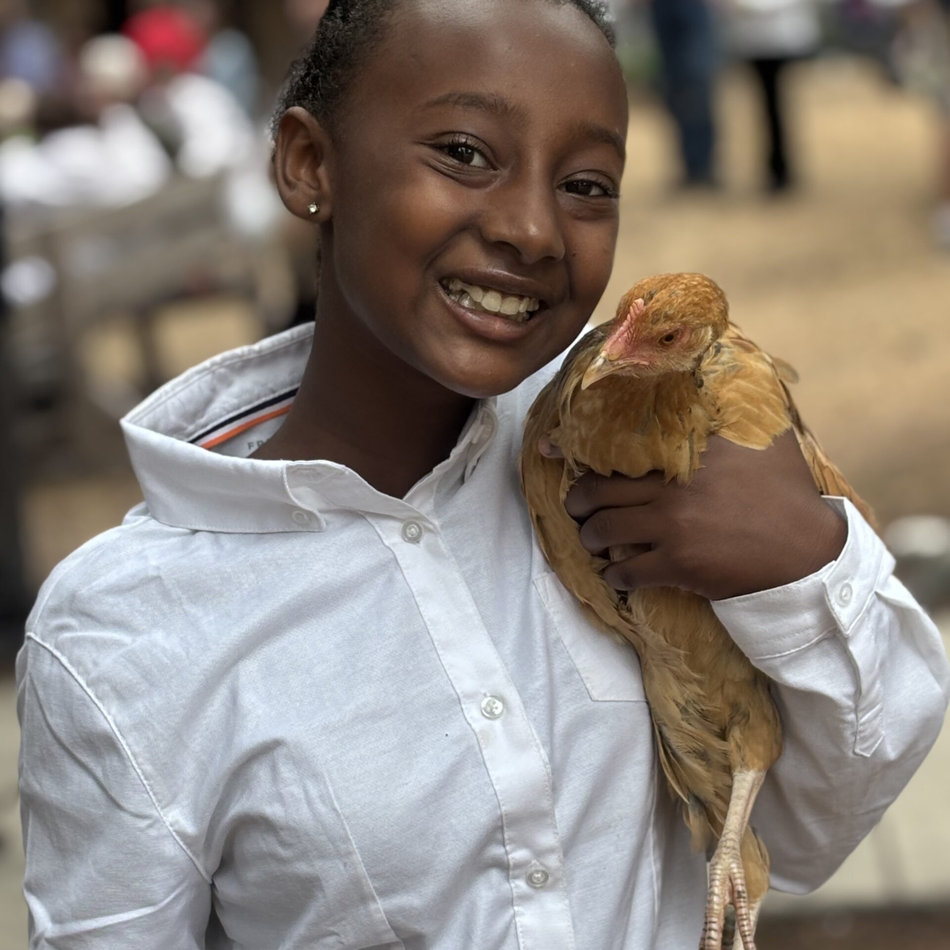 Girl with chicken